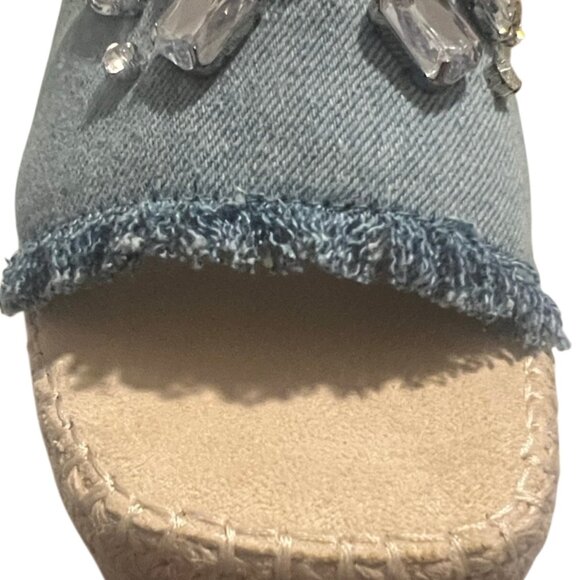 Anne Klein Crystal Denim Embellished Platform Espadrille Sandals Size 9.5 NIB - Picture 7 of 11